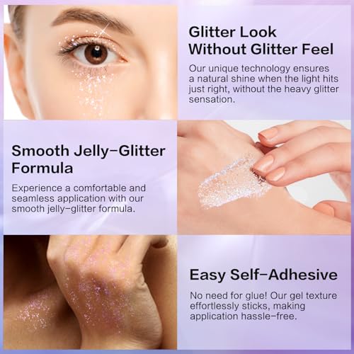 Holographic Body Glitter Gel - Color Changing Sparkling Pink 1.35oz
