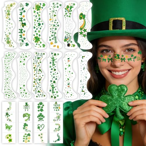 28 PCS St Patrick's Day Glitter Face Tattoos Kit