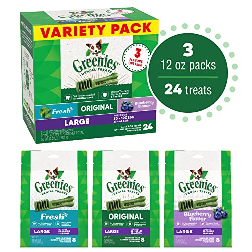 Greenies Large Natural Dental Care Dog Treats, 36 oz. Variety Pack, 3 Packs of 12 oz. Treats