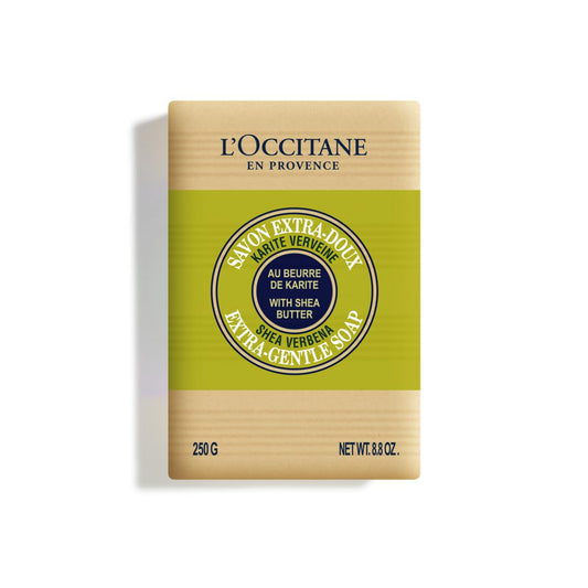 L'OCCITANE Shea Butter Extra-Gentle Solid Soap: Citrusy Shea Verbena, Vegetable Based, Artisanal, Hand & Body Soap, Gently Cleanse, Vegan, 8.8 Oz