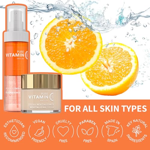 Noche Y Dia Cleanser and Moisturizing Vit C Bundle - Vitamin C Cleansing Water & Vitamin C Face Cream