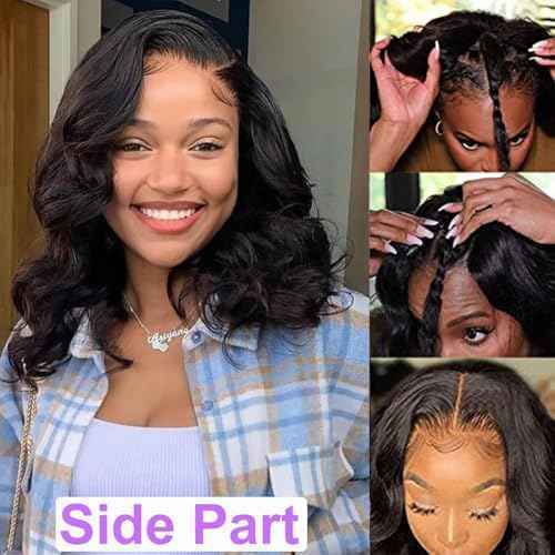 Xagujpo Body Wave V Part Wig Human Hair Upgrade U Part Human Hair Wigs for Black Women 100% Beginner Friendly Wear and Go Glueless Wigs Human Hair No Sew In 180% Density Natural Color (12 inch)