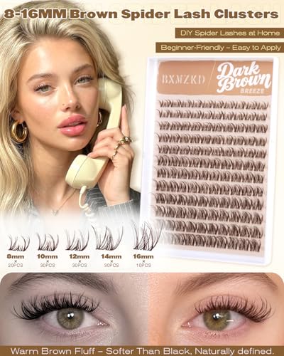 D Curl Brown Spider Lash Clusters - Natural Fluffy Individual Lashes