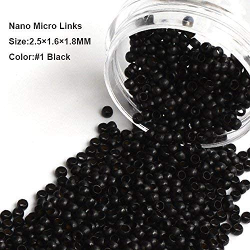 Nano Copper Micro Rings Dreadlock Beads Microlink nano micro tube ring For Tip/Ring Hair Extensions Link Hair Tools Accessories (#1 Black)