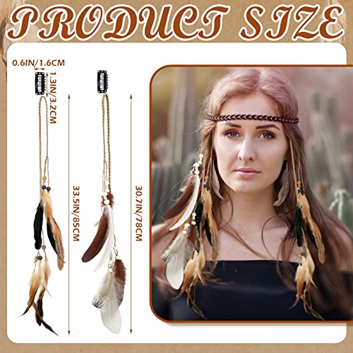 Bencailor 8 Pcs Feather Hair Clips Boho Handmade Extensions
