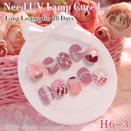 Double Rhythm 6 Pcs HEMA-Free Gel Nail Polish Set - Nude Pink Burgundy