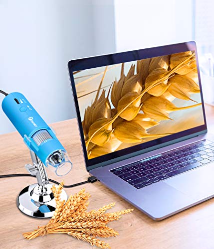 Wireless Digital Microscope Handheld USB HD Inspection Camera 50x-1000x Magnification with Stand Compatible with iPhone, iPad, Samsung Galaxy, Android, Mac, Windows Computer (Blue)