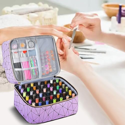 Nail Polish Organizer Bag - Holds 84 Bottles & UV Lamp