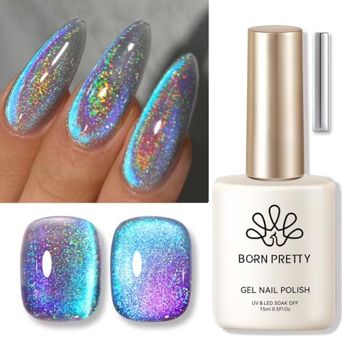 Born Pretty 9D Cat Eye Magnetic Nail Polish - Holographic Blue Purple 15ml