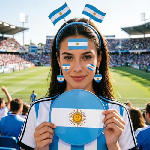 Argentina Flag Folding Hand Fans - 3 Pack, 8.2" Fabric Fans