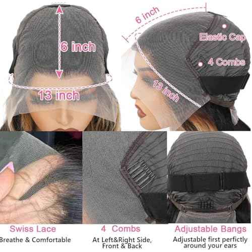 Rina 13x6 Ombre Milk Tea Ash Blonde with Brown Highlights Lace Front Wig Human Hair 210% Density Upgreads Ombre Roots Ash Blonde Highlights Brown Wigs Pre Plucked 13x6 Hd Lace Wig for Women 20 Inch