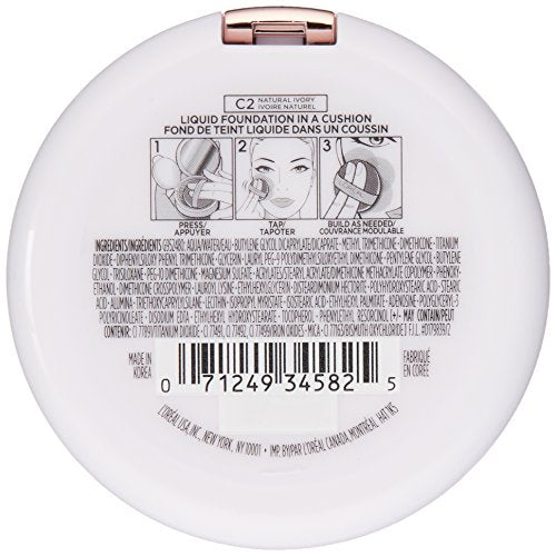 L'Oréal Paris True Match Lumi Cushion Foundation, C2 Natural Ivory, 0.51 oz.