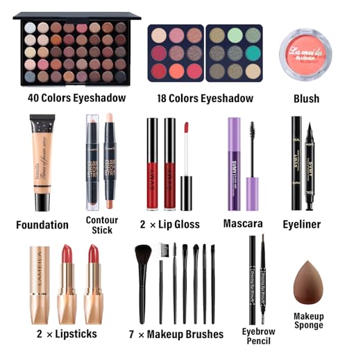 21 Pc Complete Makeup Set with 40 Color Eyeshadow Palette & Brushes