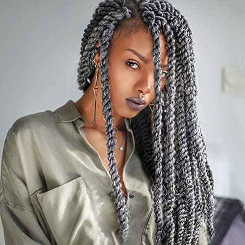 12 Inch Passion Twist Crochet Hair for Black Women 8 Packs Pre-twisted Passion Twists Pre-looped Crochet Braids Hair Bohemian Twists Synthetic Braiding Hair Extensions (12Strands/Pack,TGrey#)
