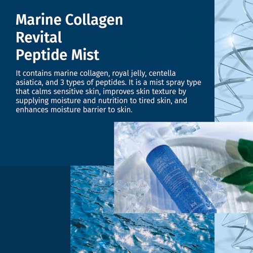 Marine Collagen Revital Peptide Mist 120ml ¤Ó Fine Facial Spray for Hydration Soothing Glow ¤Ó Daily Moisture Mist with Centella and Peptides