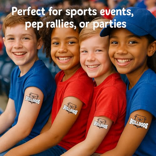 Bulldog Mascot Temporary Tattoos 25-Pack – School Spirit & Sports