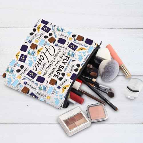 G2TUP Fly Safe Gift For Traveler Cosmetic Bag Flight Attendant Traveler Pouch Aviation Grad Toiletry Bag (Fly Safe New)