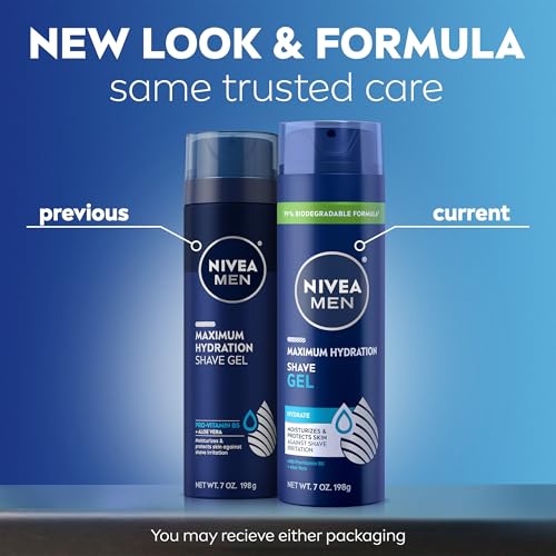 NIVEA MEN Maximum Hydration Shave Gel 3 Pack - Aloe Vera & Provitamin B5, 7 oz Can