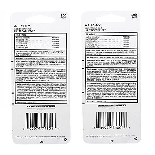 Almay A Pack of 2 Almay Age Essentials Lip Treatment, Clear 100