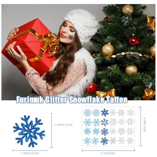 Snowflake Glitter Temporary Tattoos - 5 Sheets Winter Party