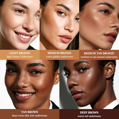 Cream Bronzer with Brush, Creamy & Highly Pigmented Formula, Blendable Cream Contour Makeup with a Natural, Matte Finish - Buildable Formula for Shimmer-Free, Tan, 0.7 Oz