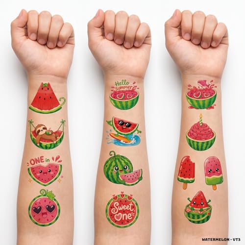 96 Watermelon Temporary Tattoos for Kids | Summer Party Favors