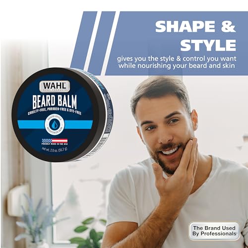 Wahl Beard Balm for Men - Shapes and Styles Facial Hair ? Leave in Conditioner for a Light Hold for All-Day Control ? With Shea Butter, Aloe, Mango Seed Butter & Candelilla Wax - Model 3028690