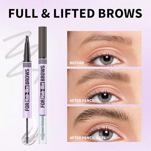 4-Tip Microblading Eyebrow Pencil with Clear Gel - Waterproof