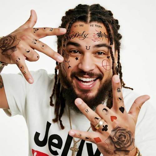 4-Sheet Rapper Temporary Tattoos - Waterproof Hip-Hop Face & Body