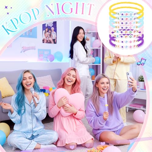 Quelay 24 Pcs K-pop Friendship Bracelets for Fans Party Supplies Yellow Pink Purple Blue