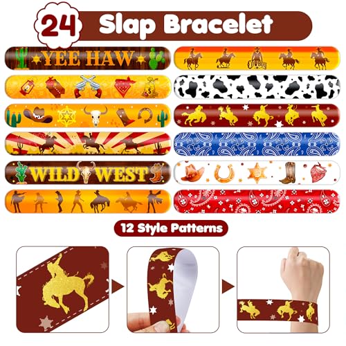 48-Piece Cowboy Party Favors Set - Tattoos & Slap Bracelets