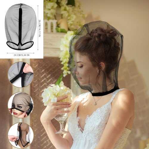 Loopeer 6 Pcs Makeup Protector Hood Washable Light Airy Nylon Chiffon Makeup Hood Zipper Closure Reusable Make up Face Cover for Women Girls Beauty Weddings (Black)