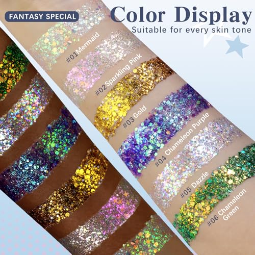 HOSAILY Holographic Body Glitter Stick - 1.06 OZ, Purple Shimmer for Face & Hair