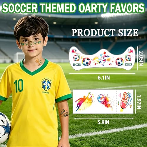 Watercolor Soccer Temporary Tattoos, 12 Sheets Waterproof