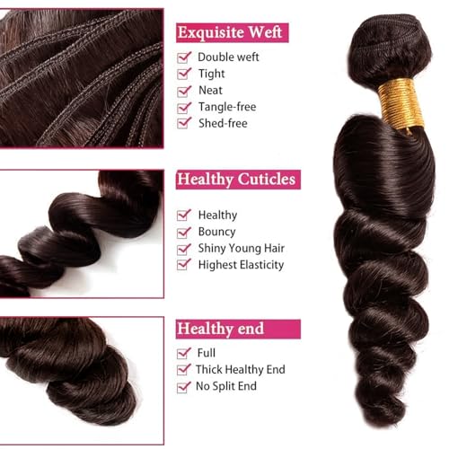 Brown Loose Wave Human Hair Bundles - 28-32 Inch #4 Extensions