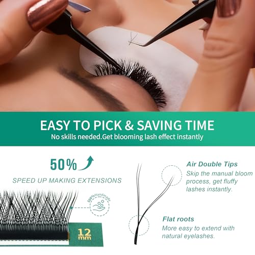 YY Lash Extensions 4D Premade Volume Fans Natural Soft Matte Eyelash Extensions Professional Salon Supplies(YY,0.07,D,8-12mm)