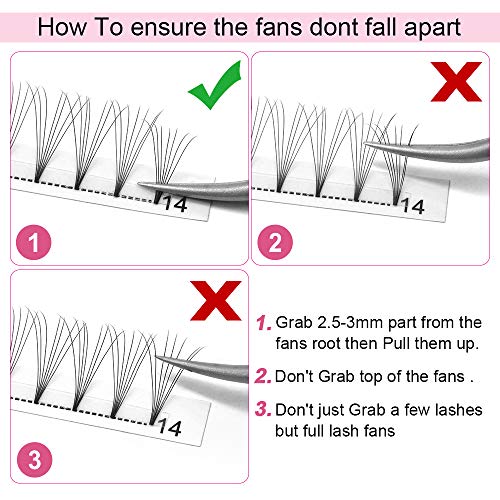 Premade Volume Eyelash Extensions 7D-C-0.07-12 Short Stem Premade Fans Eyelash Extensions 9 to 20 mm Pre made Lash Fans 3D 5D 7D Volume Lash Extensions .07 .10 C D Curl(7D-C-0.07,12mm)