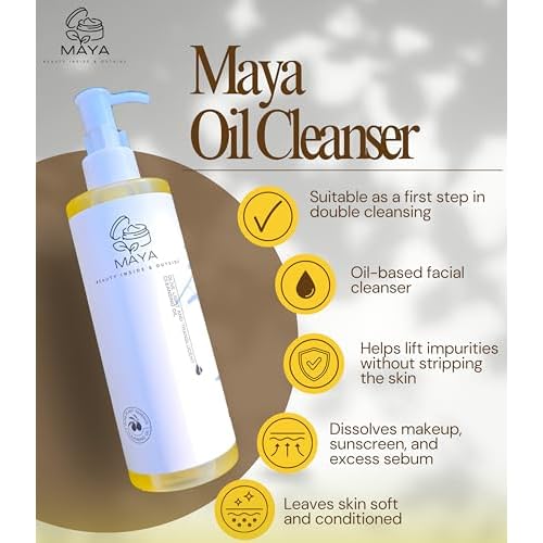MAYA Olive Plant Essence Cleansing Oil ? Makeup Removing Facial Cleanser for All Skin Types, Nourishing Plant Oils, Deep Pore Cleansing, Hydrating & Non-Greasy ? 250 ml