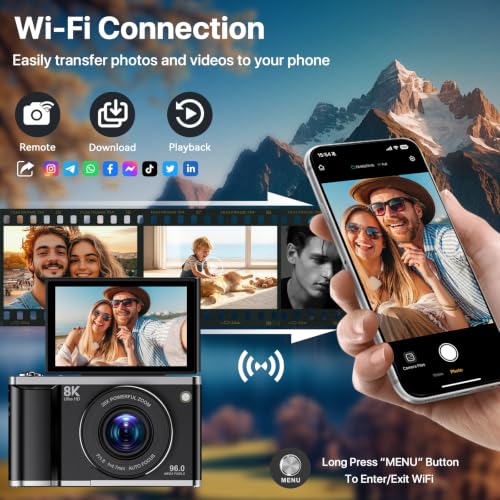 AUREAPIX 96MP 8K Digital Camera with WiFi & 20X Zoom