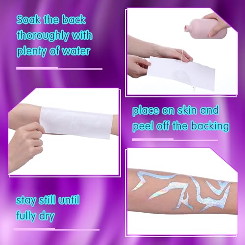 Kpop Holographic Temporary Tattoos - 20 Pcs Waterproof Cosplay Set