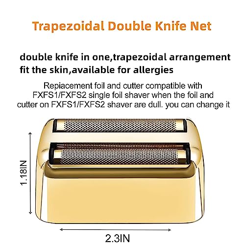Replacement Foil and Cutters Compatible with BaBylissPRO Double Foil Shaver, Replacement Foil Compatible with BaBylissPRO FXFS2 Shaver, 4 counts (Gold)