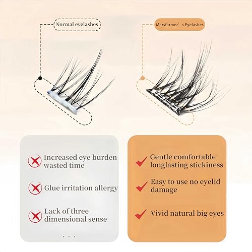 Self-Adhesive Lash Clusters - Pre-Glued False Eyelashes 10-12mm 60pcs