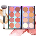 Joyeee 16-Color Blush Contour Highlighter Palette with Brush