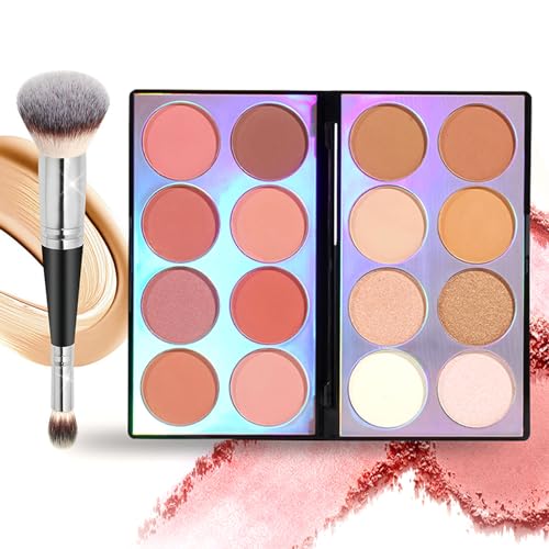 Joyeee 16-Color Blush Contour Highlighter Palette with Brush