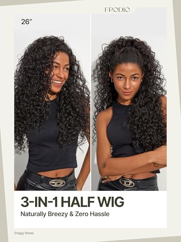 Frodio Curly Half Wig 26" Glueless Human Hair Blend