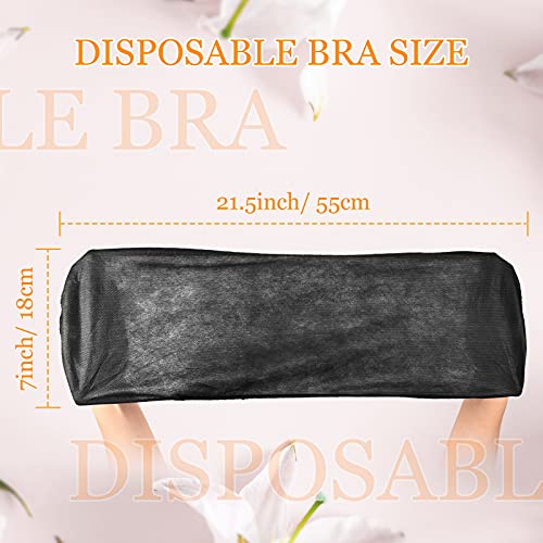Geyoga Disposable Black Bras for Women, Nonwoven Spa Tops, Pack of 100