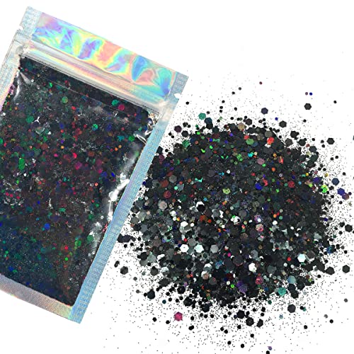 Star Glitter - Holographic Silver Star Face & Body Glitter. 15g Chunky Face Glitter, Hair Glitter, Eye Glitter and Body Glitter for Women. Rave Glitter, Festival Accessories, Cosmetic Glitter Makeup