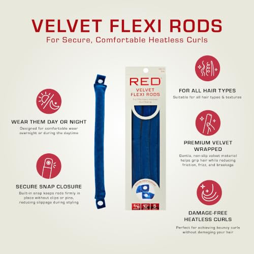 Red by Kiss Velvet Flexi Rods Heatless Curlers - 9/16" (5 Count)