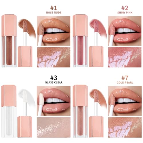 4-Piece Shimmer Lip Gloss Kit - High Shine, Hydrating Formula