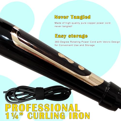 1.25 Inch Curling Iron with Ceramic Barrel - Instant Heat to 450°F